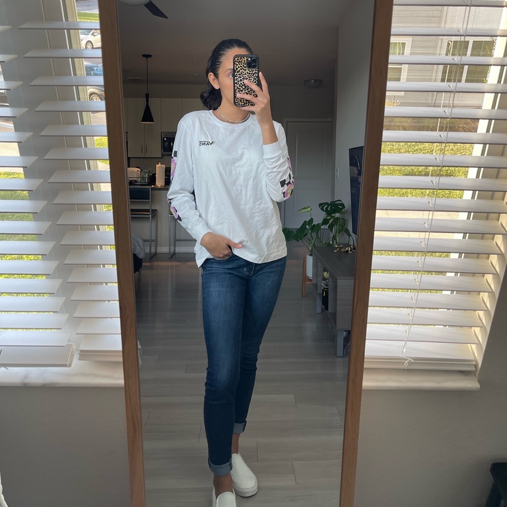 White Long Sleeve Vans Shirt